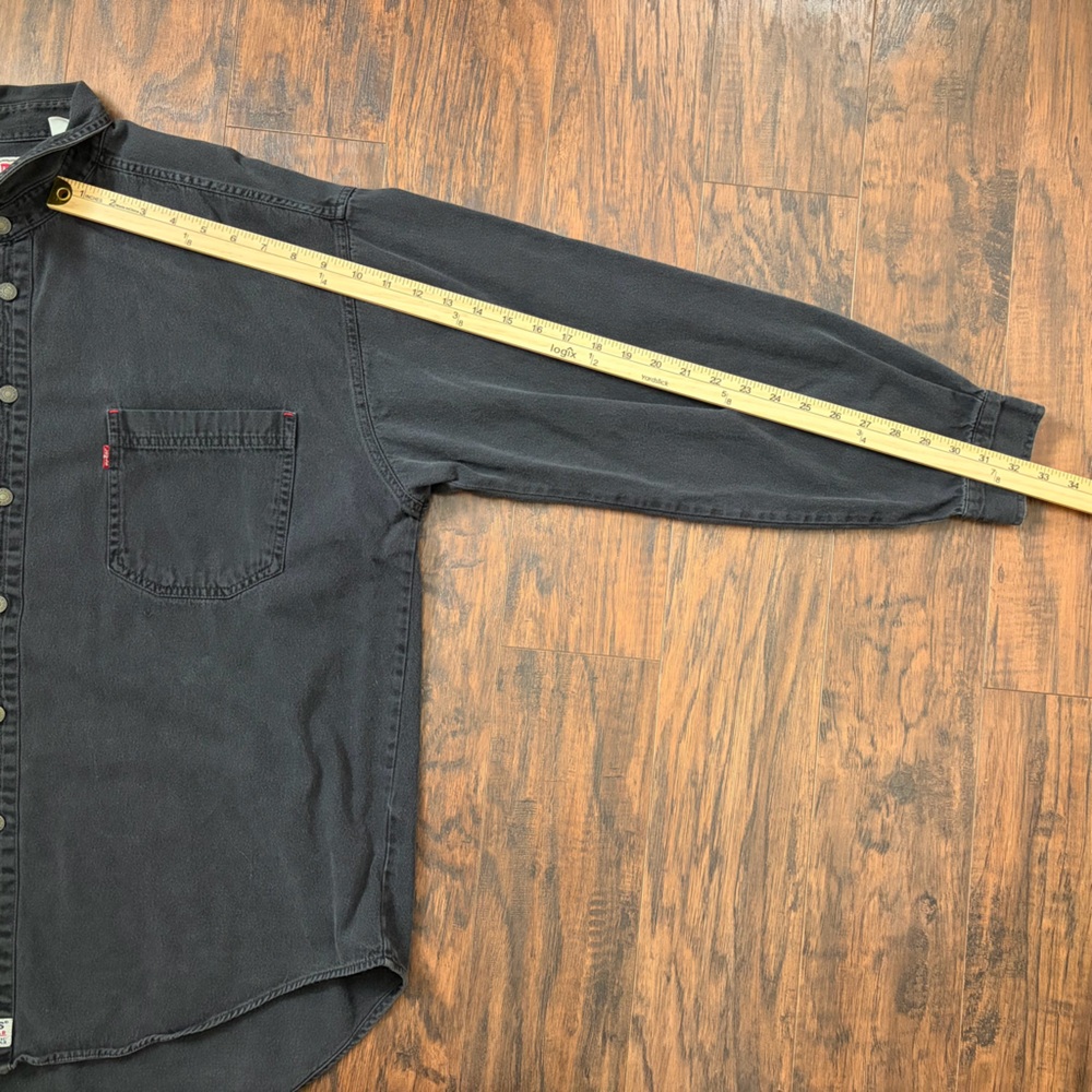 90s Vintage Levi’s Black Denim Button Down Shirt - Picture 7 of 12